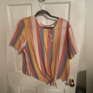NWT size extra large xl madewell stripe top with button back xl